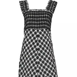 Ganni Seersucker Gingham Midi Dress